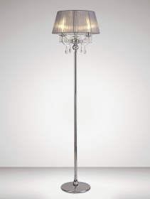 Olivia Polished Chrome-Grey Crystal Floor Lamps Diyas Shaded Floor Lamps